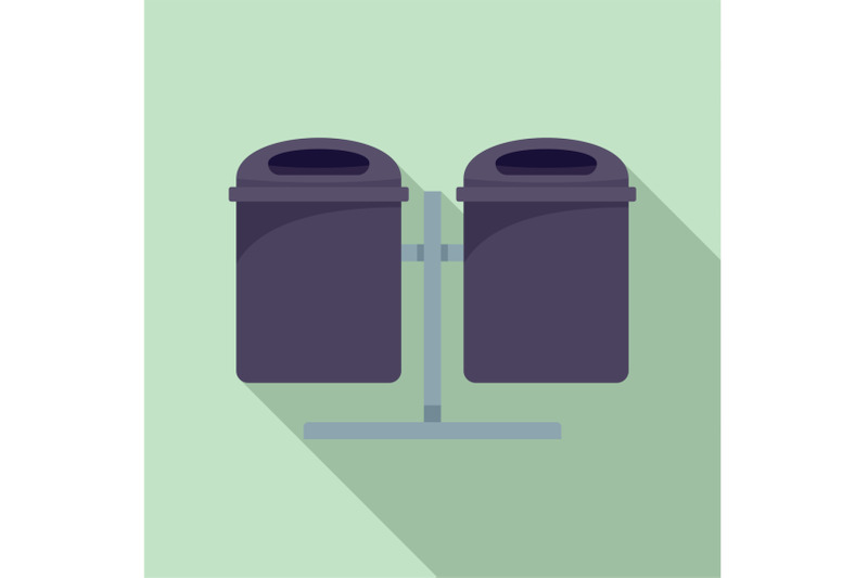 double-trash-can-icon-flat-style