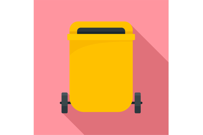 yellow-garbage-can-icon-flat-style