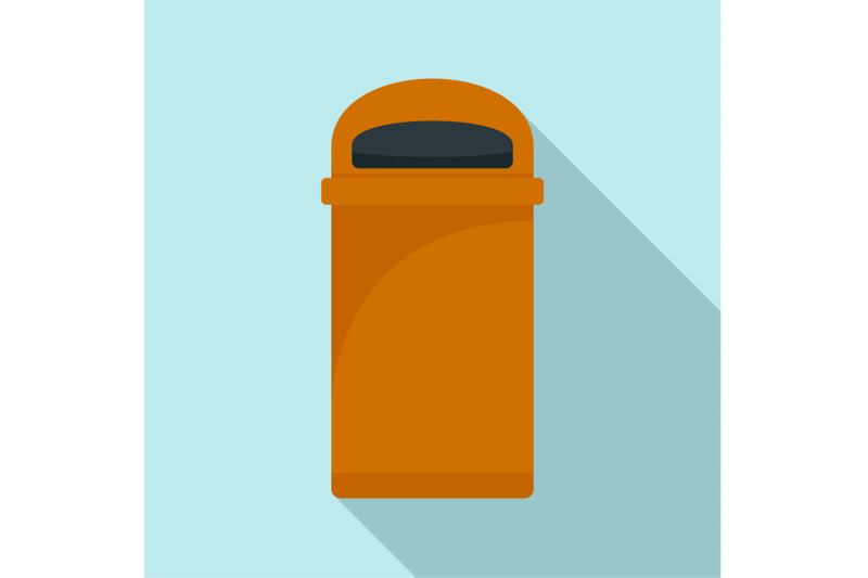 orange-trash-box-icon-flat-style