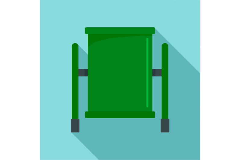 green-trash-can-icon-flat-style