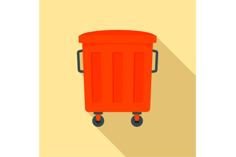 red-garbage-box-icon-flat-style