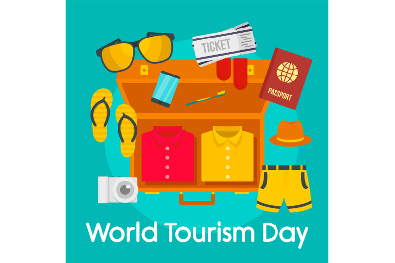 world-tourism-day-background-flat-style