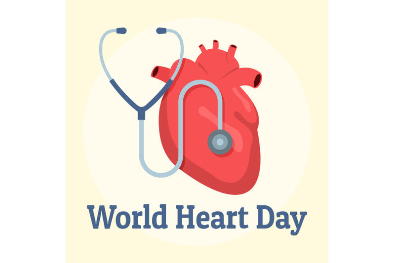 world-red-heart-day-background-flat-style