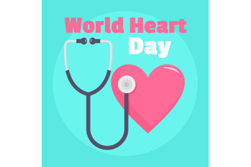medical-world-heart-day-background-flat-style