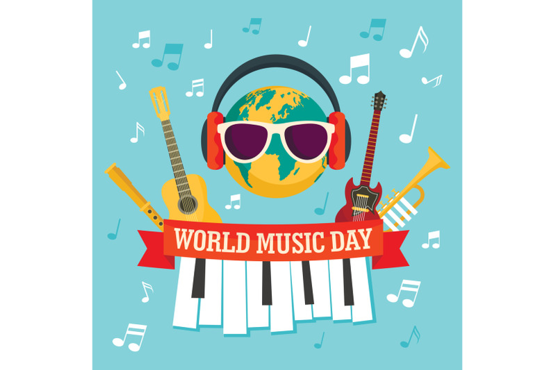 world-music-day-concept-background-flat-style