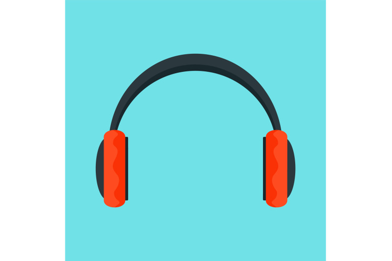 red-headphones-icon-flat-style