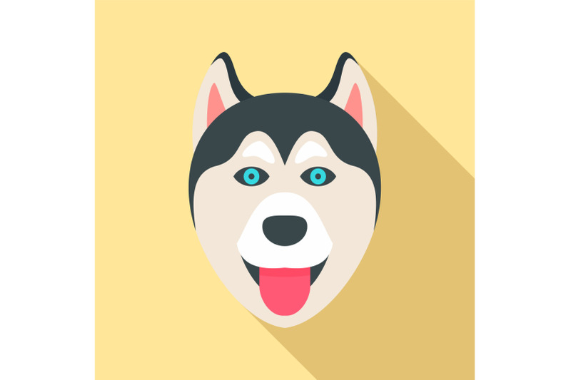 husky-dog-head-icon-flat-style