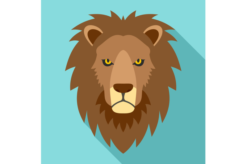 lion-head-icon-flat-style