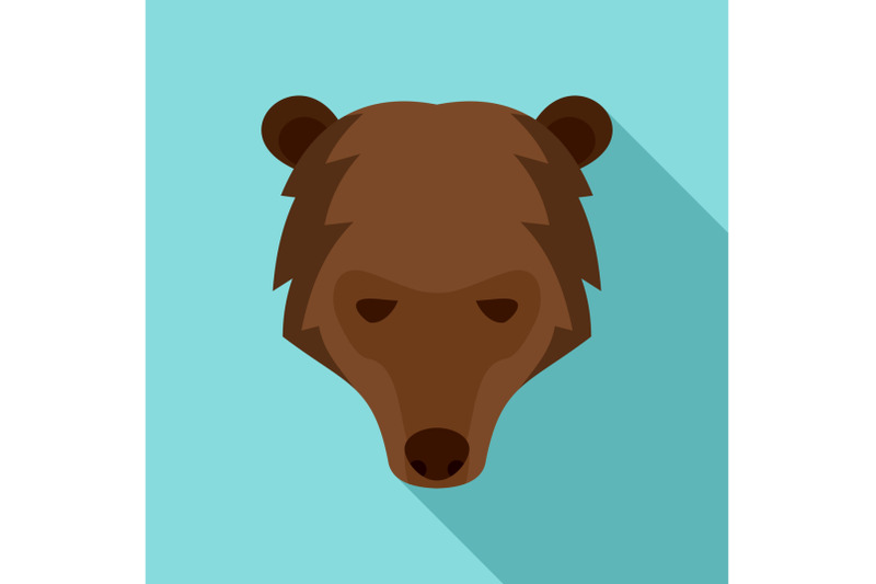 siberian-bear-head-icon-flat-style