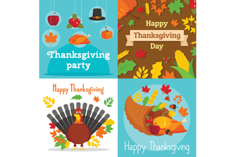 thanksgiving-day-banner-set-flat-style