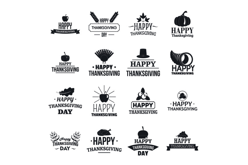 thanksgiving-day-logo-set-simple-style