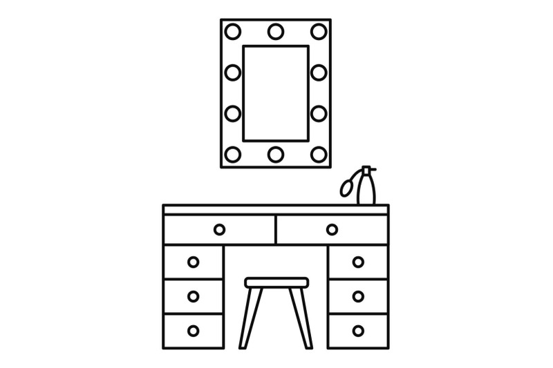 make-up-room-mirror-table-icon-outline-style