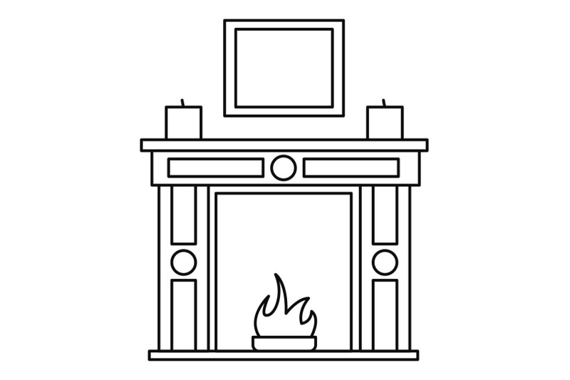 room-fire-place-icon-outline-style