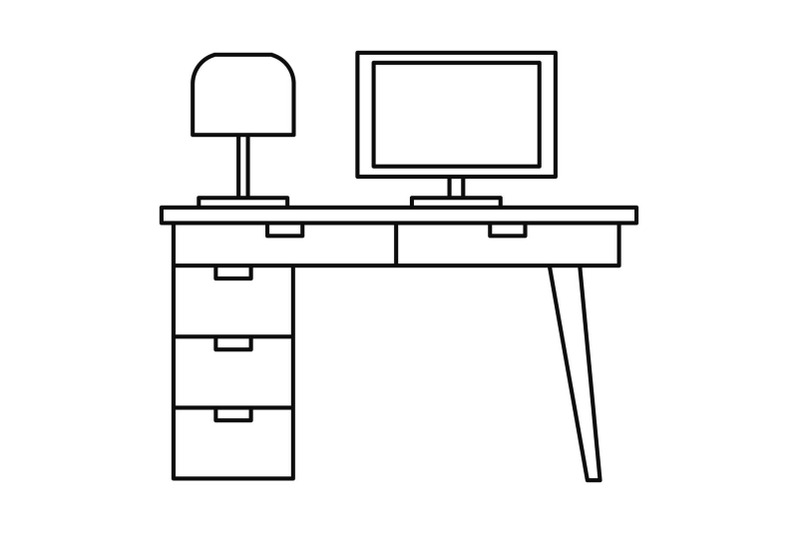 computer-table-icon-outline-style