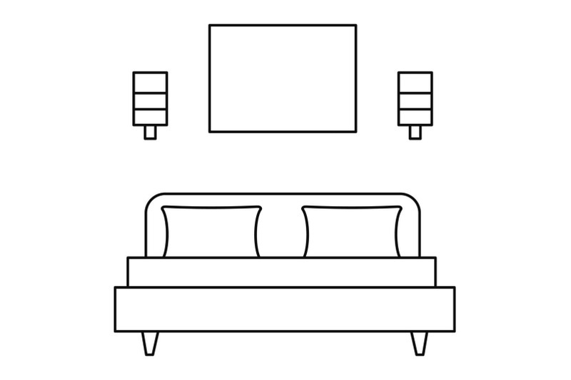 sleeping-room-bed-icon-outline-style