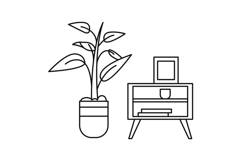 room-plant-table-icon-outline-style