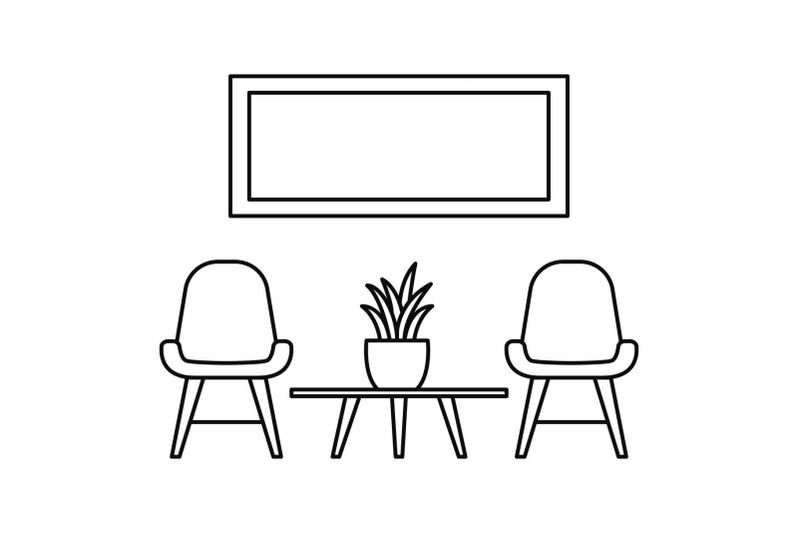 chair-and-room-plant-icon-outline-style
