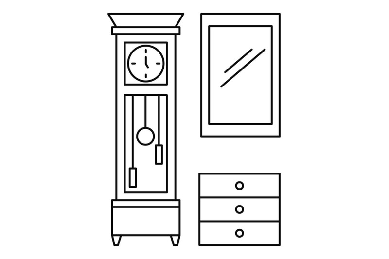 old-room-clock-icon-outline-style