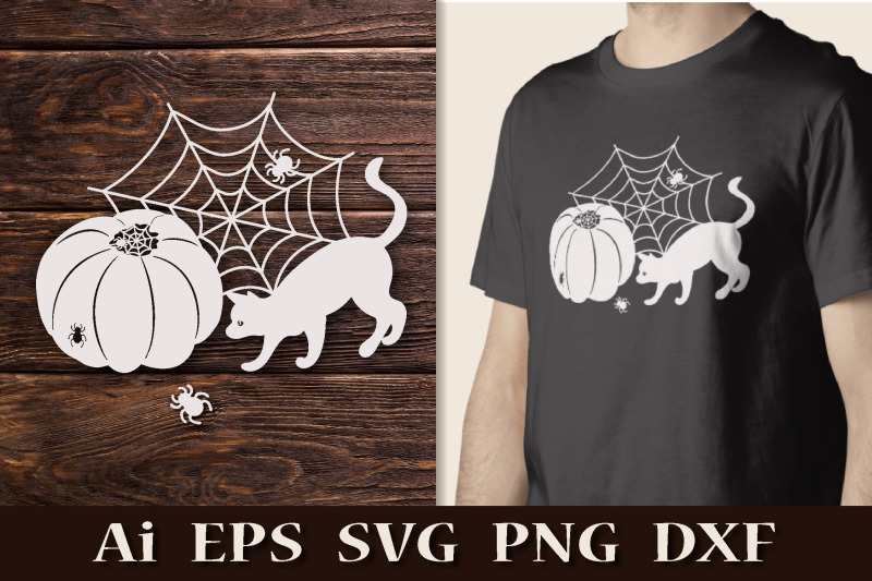 pumpkin-cat-and-spiders-svg