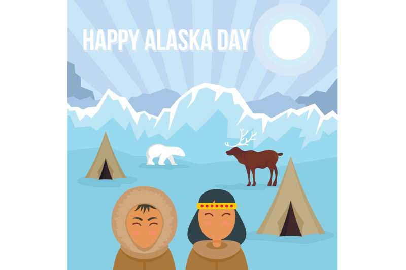 happy-alaska-day-winter-banner-flat-style