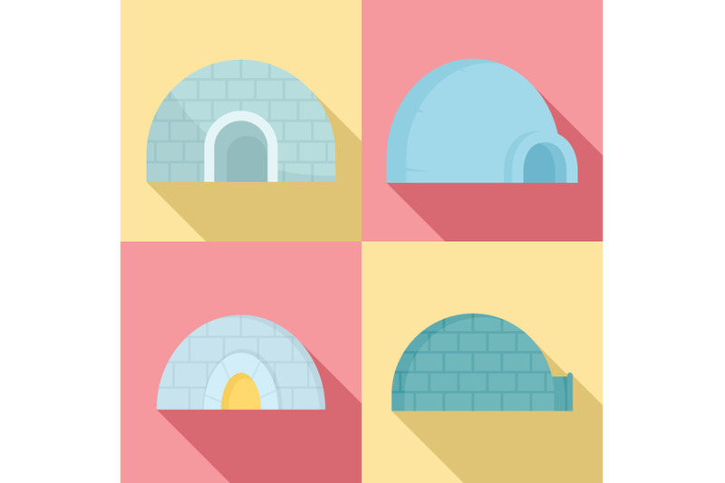 igloo-icon-set-flat-style
