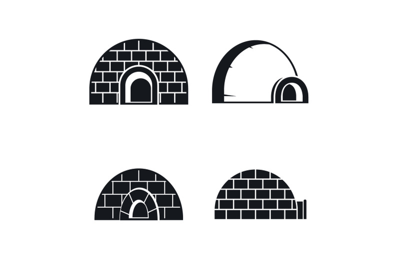 frozen-igloo-icon-set-simple-style