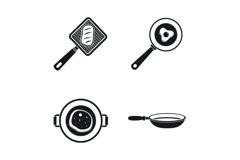 kitchen-griddle-icon-set-simple-style