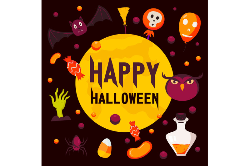 happy-halloween-day-concept-background-flat-style