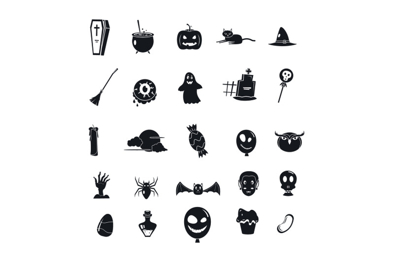 halloween-party-icon-set-simple-style