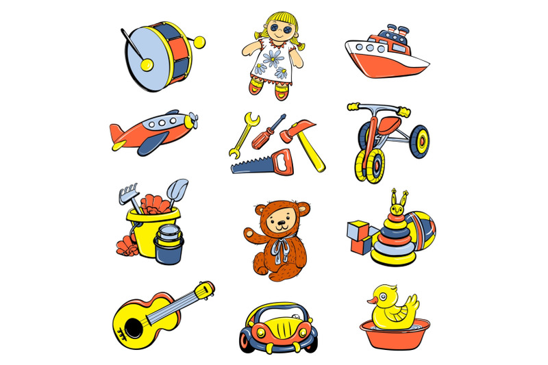 kid-toys-children-icons-set-cartoon-style