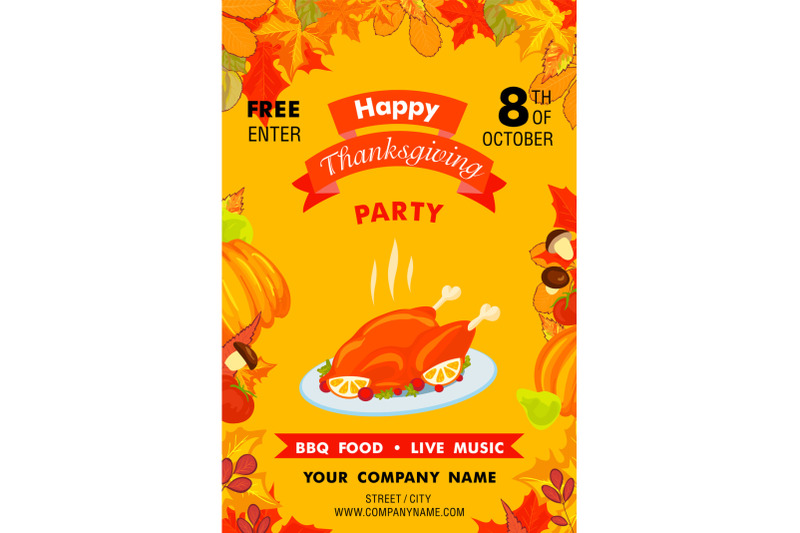 happy-thanksgiving-party-vertical-banner-cartoon-style