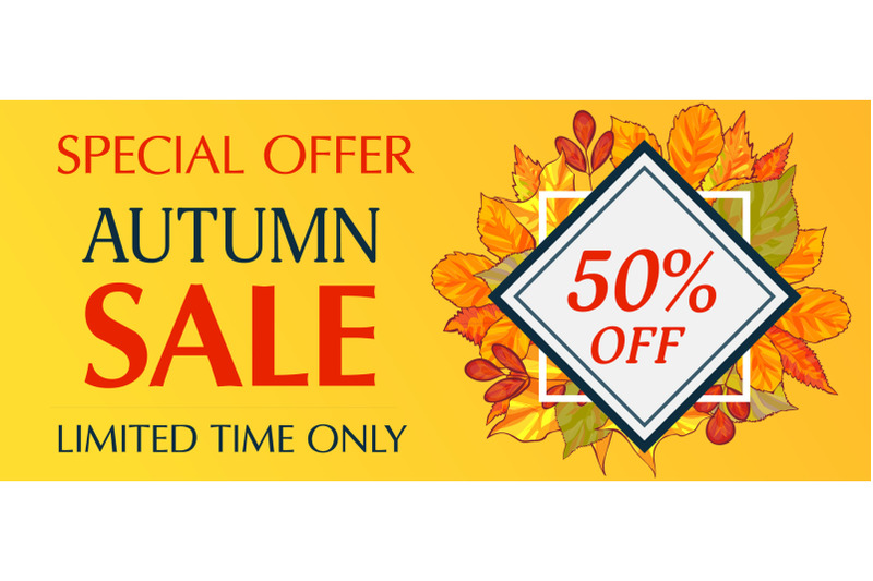 limited-time-only-autumn-sale-banner-horizontal-cartoon-style