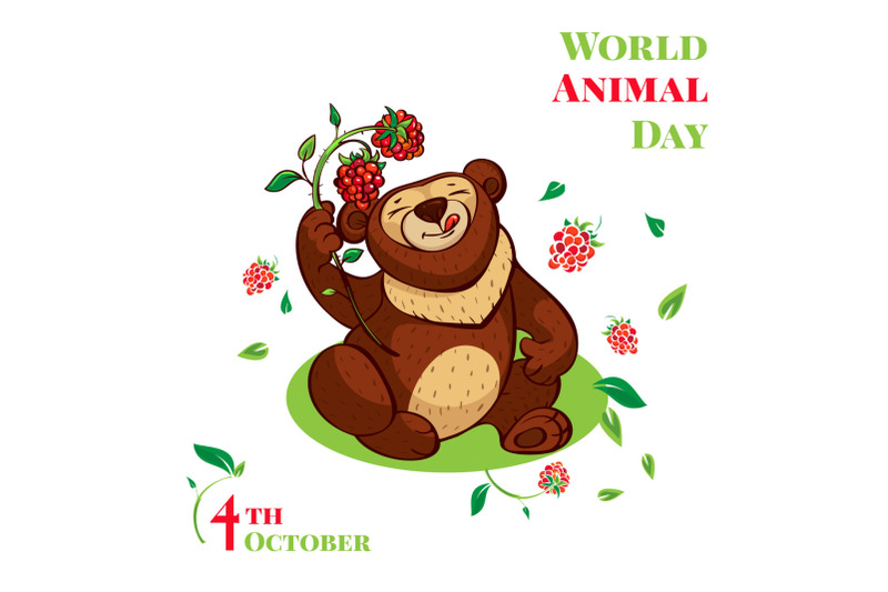 world-animal-day-cute-bear-concept-background-cartoon-style