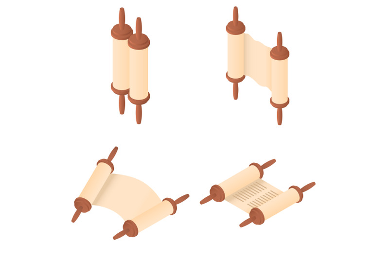 torah-scroll-bible-icons-set-isometric-style