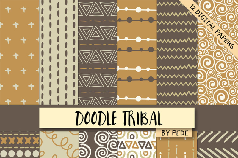 brown-and-orange-tribal-digital-paper-pack
