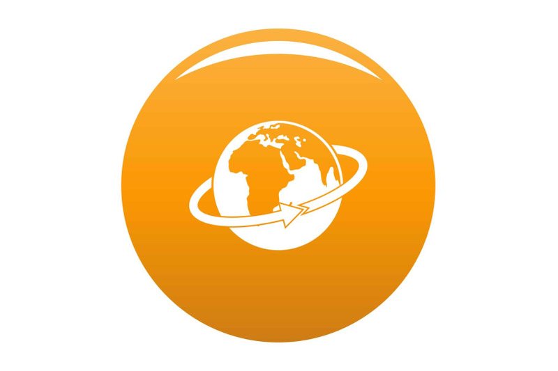 flight-around-earth-icon-vector-orange