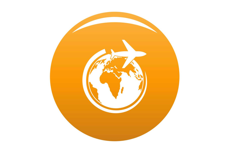 plane-on-earth-icon-vector-orange