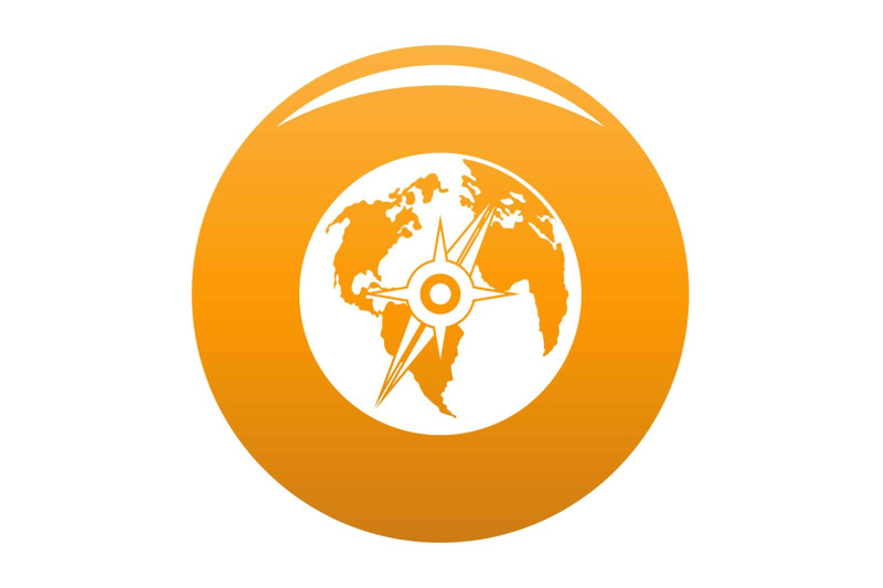 compass-on-earth-icon-vector-orange