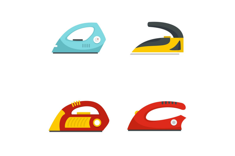 smoothing-iron-drag-icons-set-flat-style