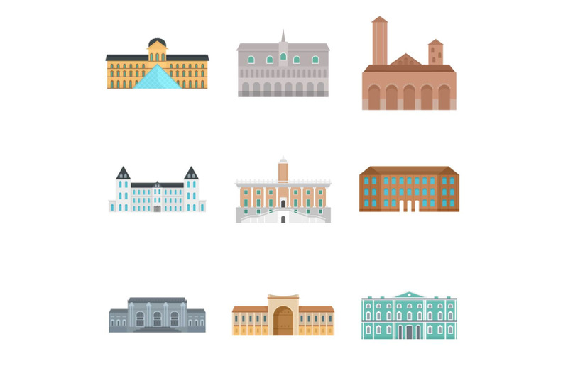 museum-day-italy-palace-icons-set-flat-style