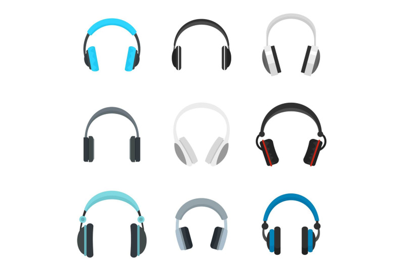 headphones-music-speakers-icons-set-flat-style