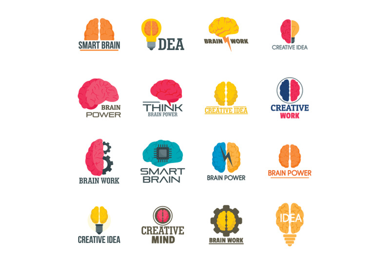 mind-brain-icon-set-flat-style