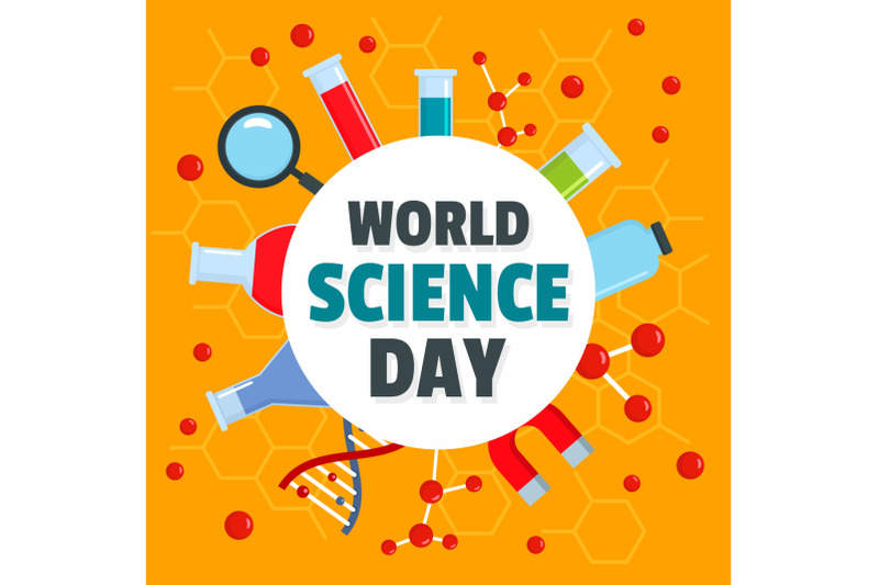 world-science-day-concept-background-flat-style