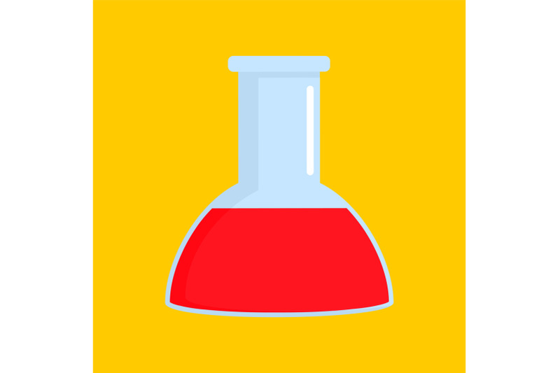 red-chemistry-flask-icon-flat-style