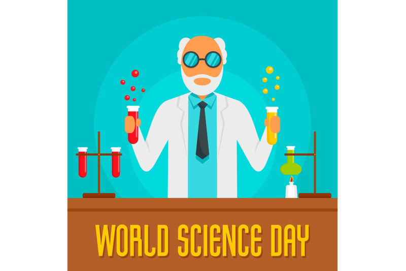 science-day-concept-background-flat-style