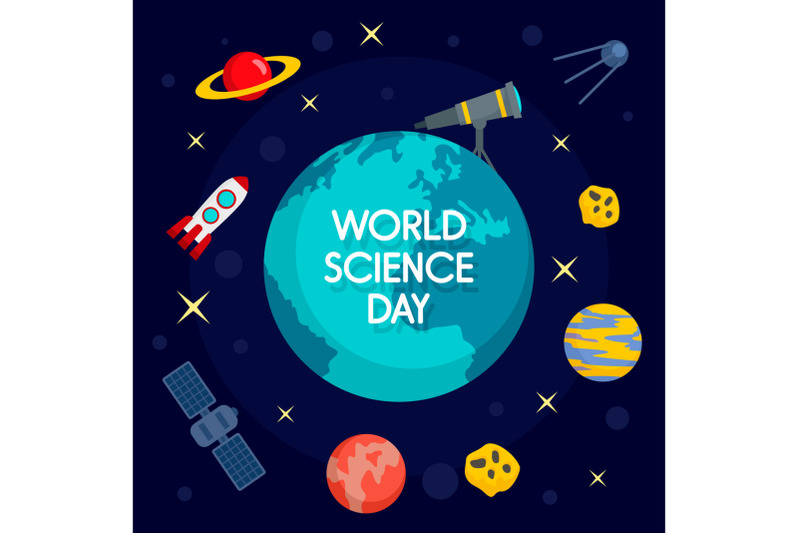 global-science-day-concept-background-flat-style
