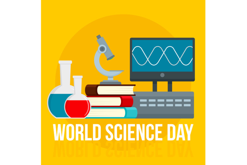 happy-science-day-concept-background-flat-style