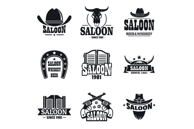 saloon-logo-set-simple-style