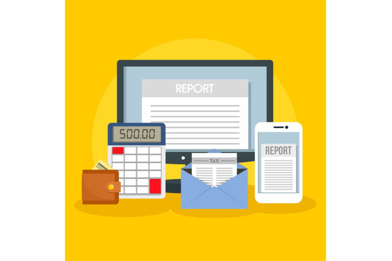 tax-report-concept-background-flat-style