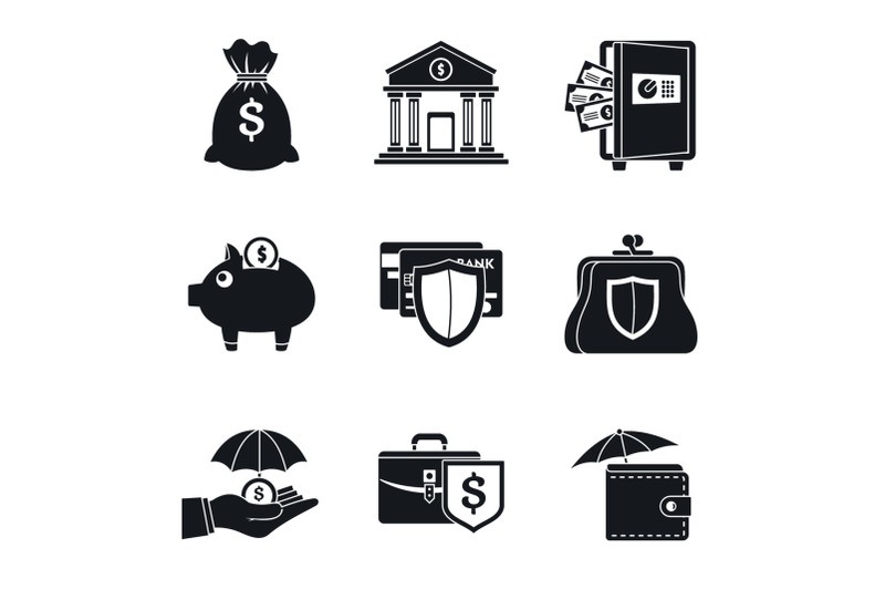 bank-deposit-icon-set-simple-style